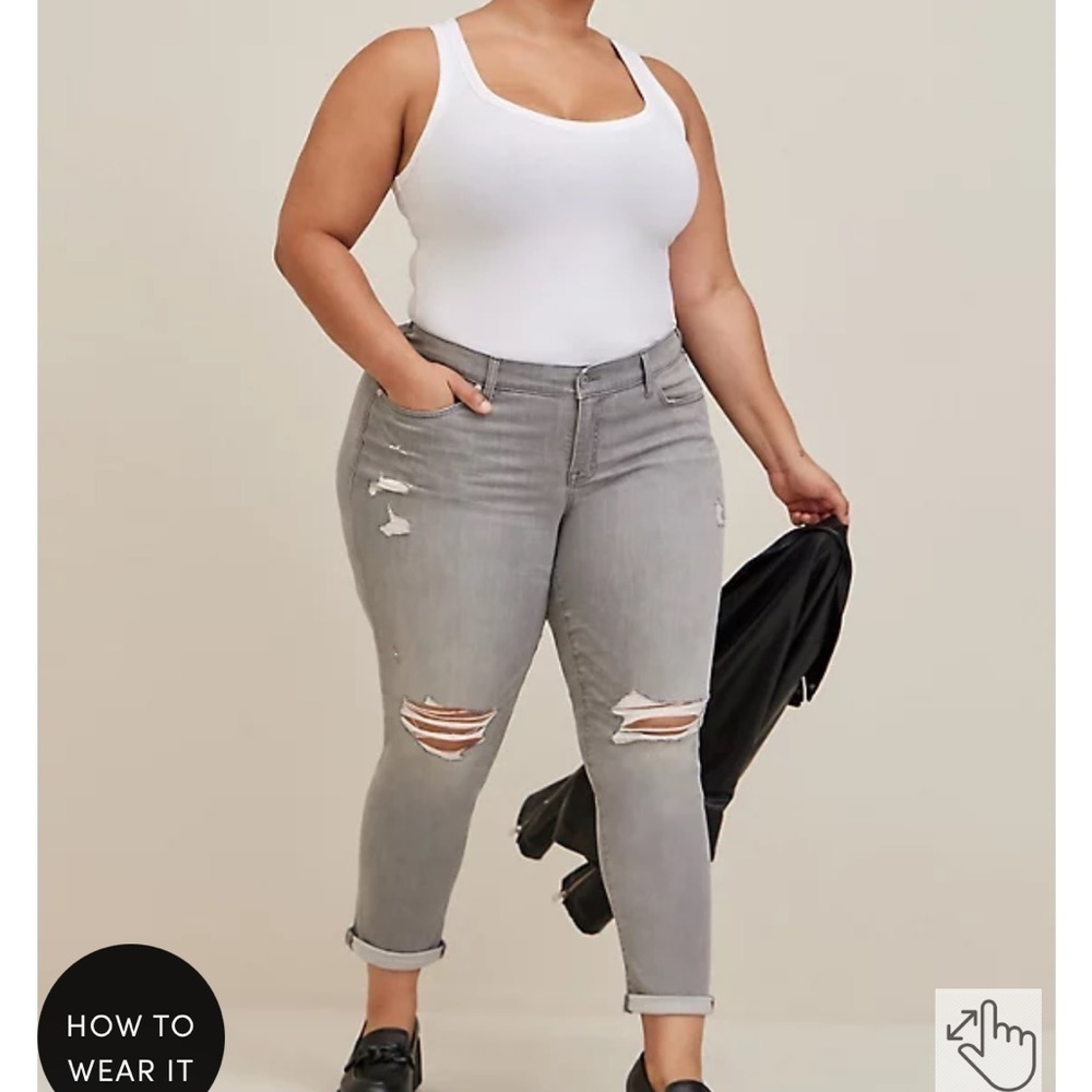 TORRID gray boyfriend straight super soft midrise jeans